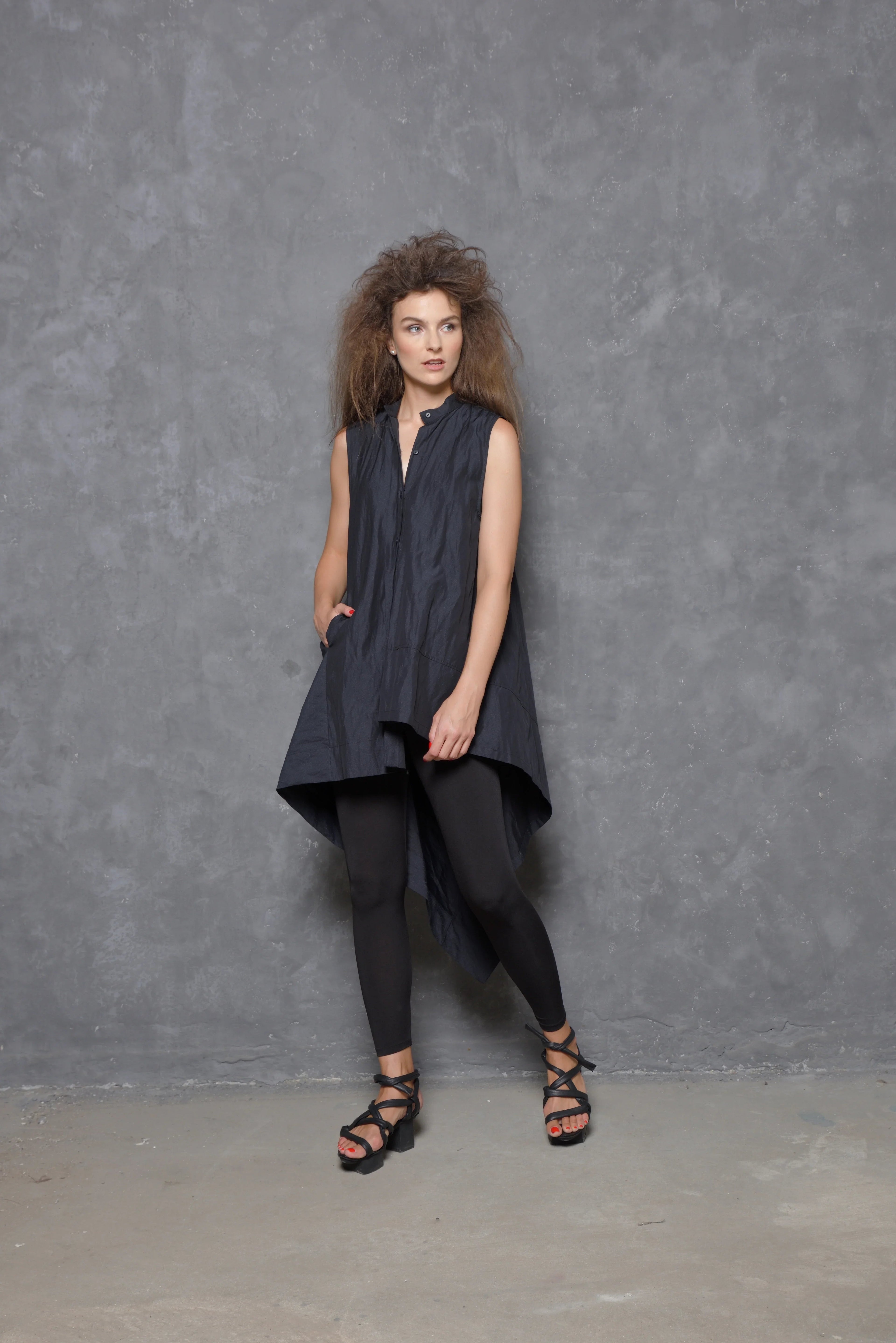 Sleeveless Asymmetrical Tunic Shirt