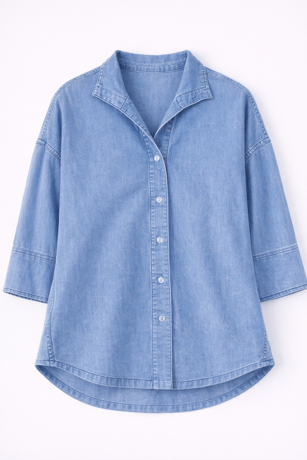 Vera Woven Magnetic Shirt in Chambray