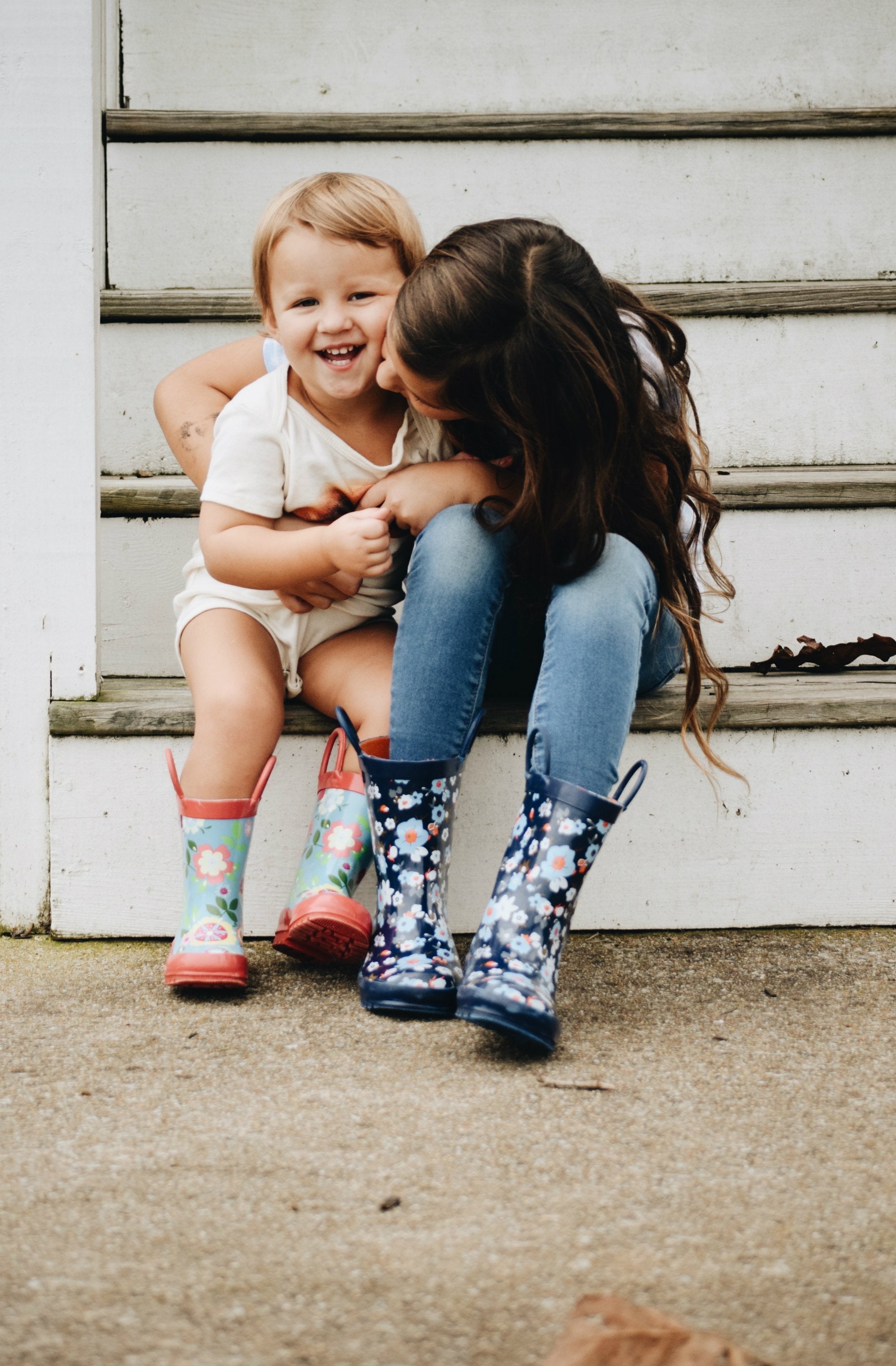 Blue Floral Rain Boot