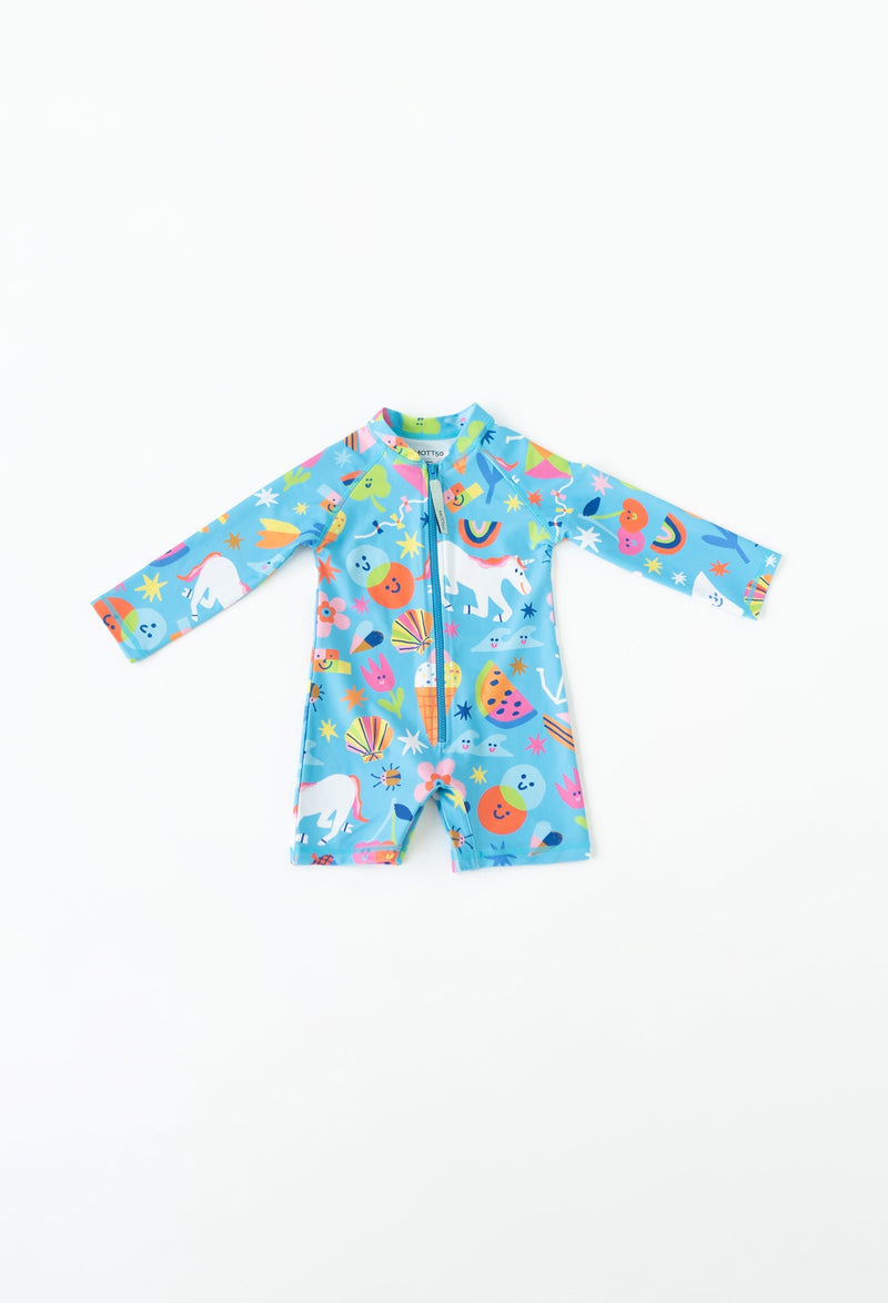 Mini Taylor - Baby Long Sleeve Sunsuit - Rainbows & Unicorns