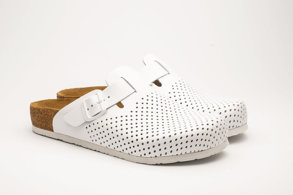 Bjorn Men's Leather Clogs - Breathable Perforated Slip-On Shoes with Cork Style Footbed