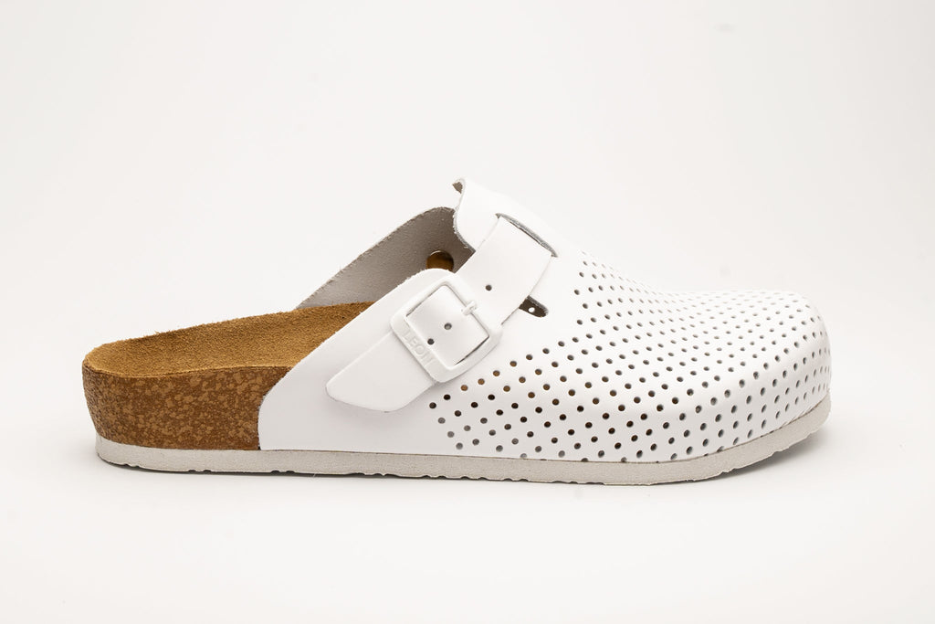 Bjorn Men's Leather Clogs - Breathable Perforated Slip-On Shoes with Cork Style Footbed