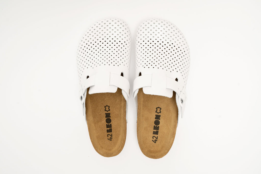 Bjorn Men's Leather Clogs - Breathable Perforated Slip-On Shoes with Cork Style Footbed