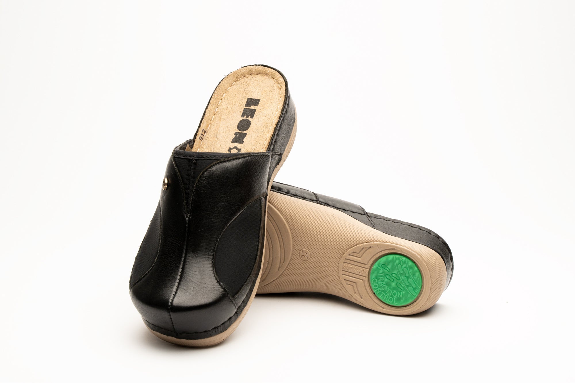 Aria I Women's Leather Clog - Twin Elastic Side Panels for Bunion Relief
