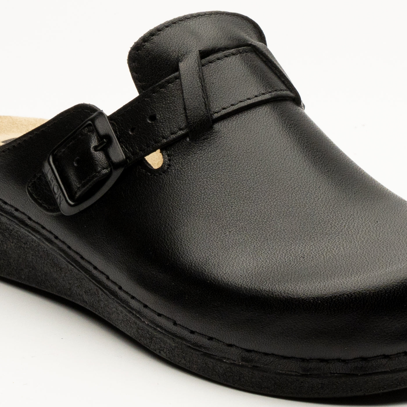 Nora I Women's Leather Clog - Removable Gel Insole & Adjustable Buckle
