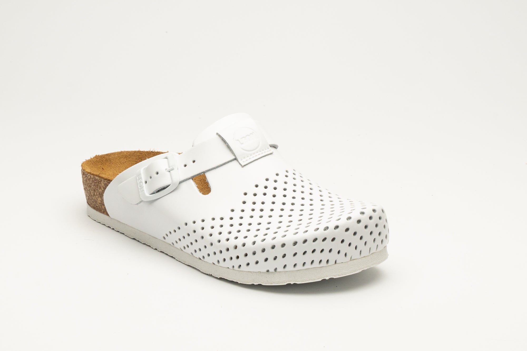 Edita Women's Leather Clog - Orthopedic Cork-style Clog with Adjustable Buckle