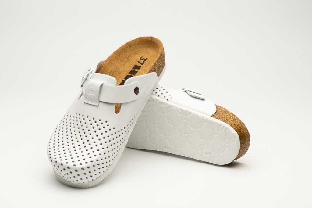 Edita Women's Leather Clog - Orthopedic Cork-style Clog with Adjustable Buckle