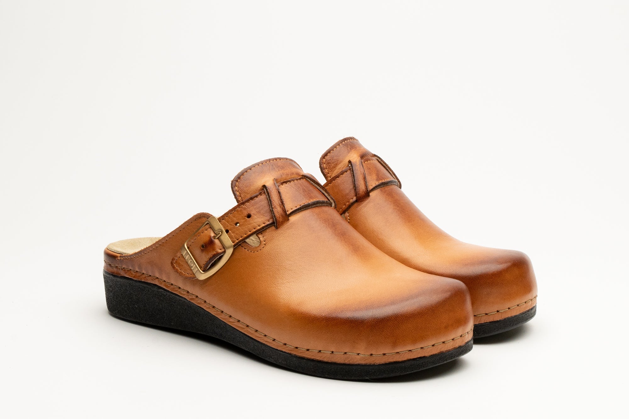Nora I Women's Leather Clog - Removable Gel Insole & Adjustable Buckle