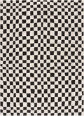 Lajos Black & White Checkered Plush Rug