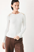 SOFT CREAM CLASSIC RIB SWEATER TOP