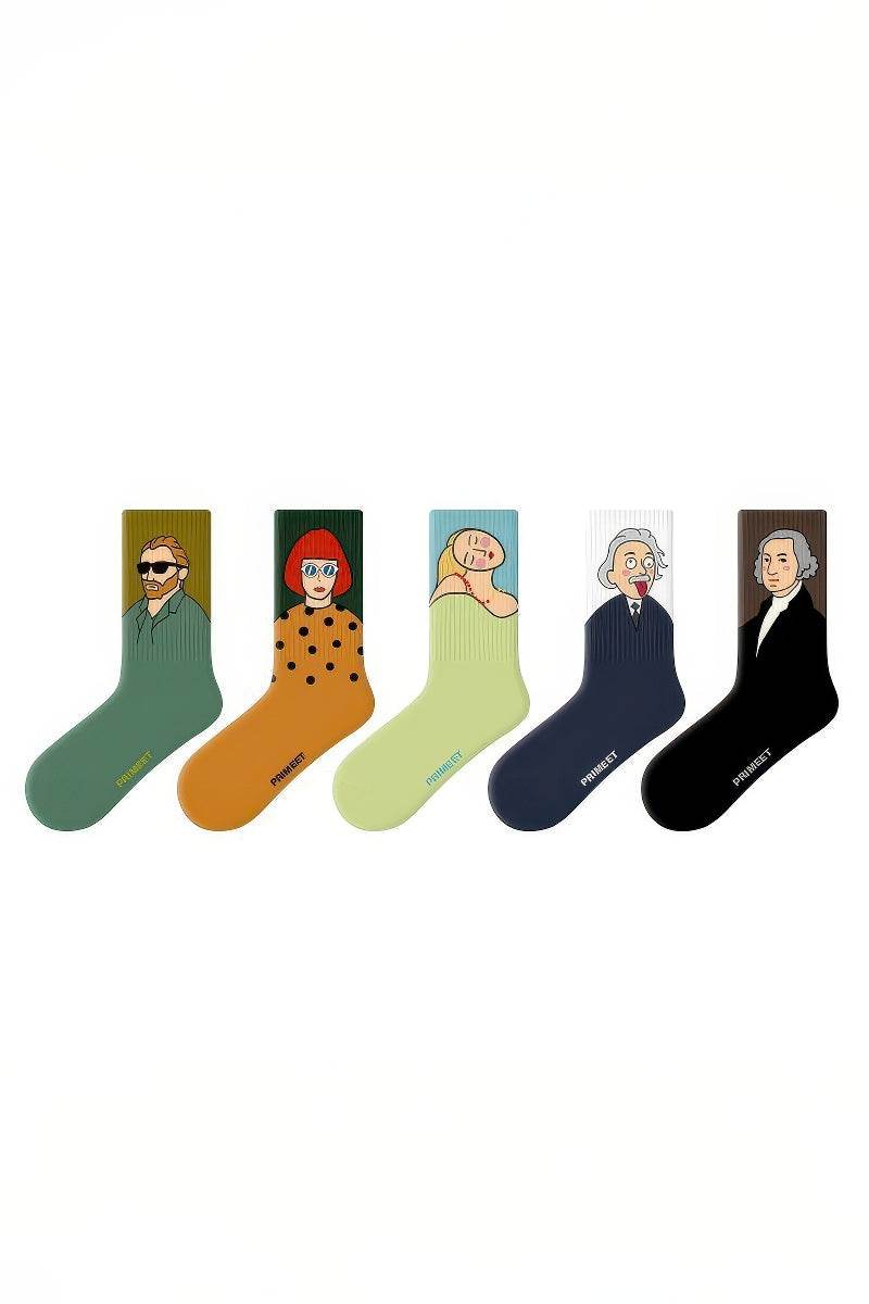 Unisex Graphic Crew Socks - Print Cotton Mid-Calf Athletic Socks
