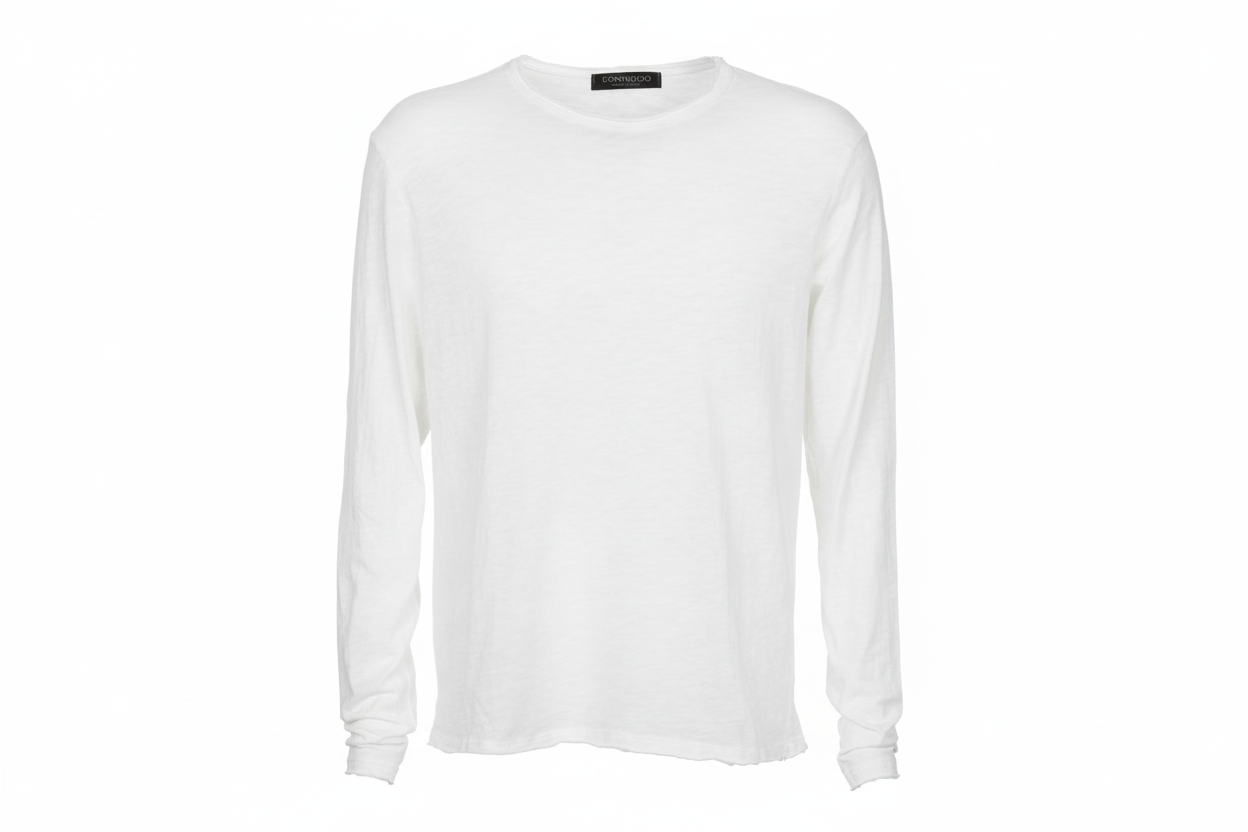 100% Cotton Roll Neck Cold Dyed T-Shirt (L/S)