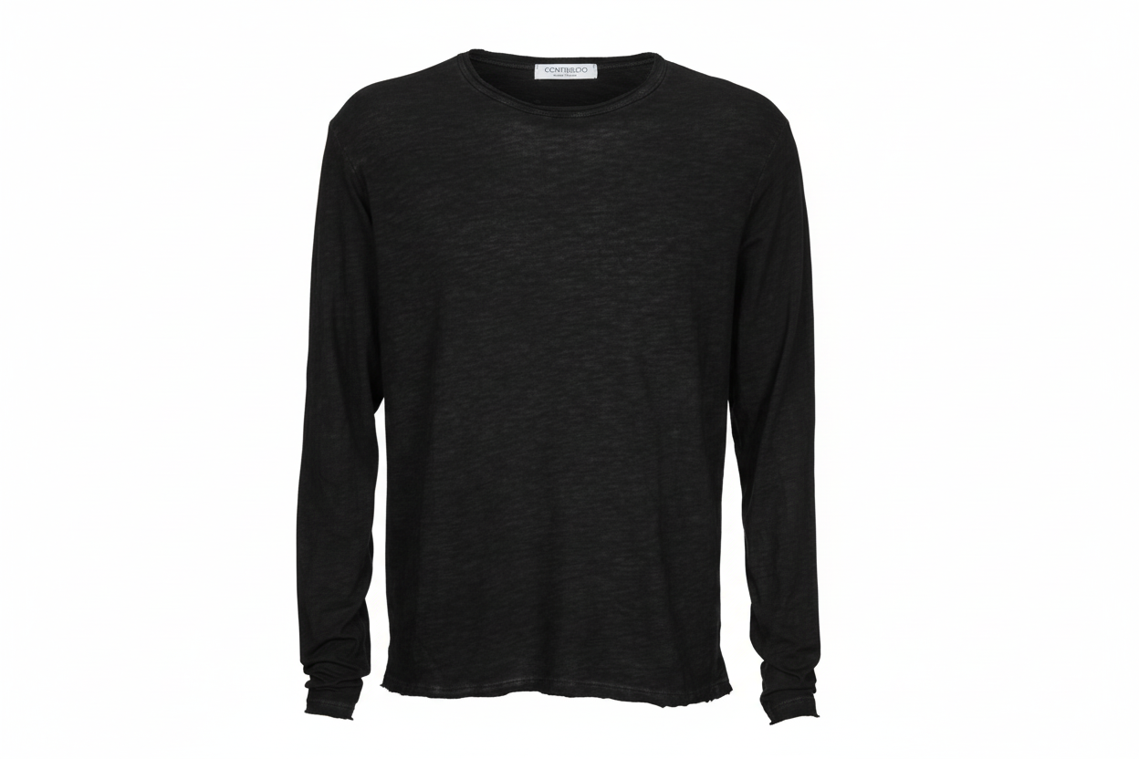 100% Cotton Roll Neck Cold Dyed T-Shirt (L/S)