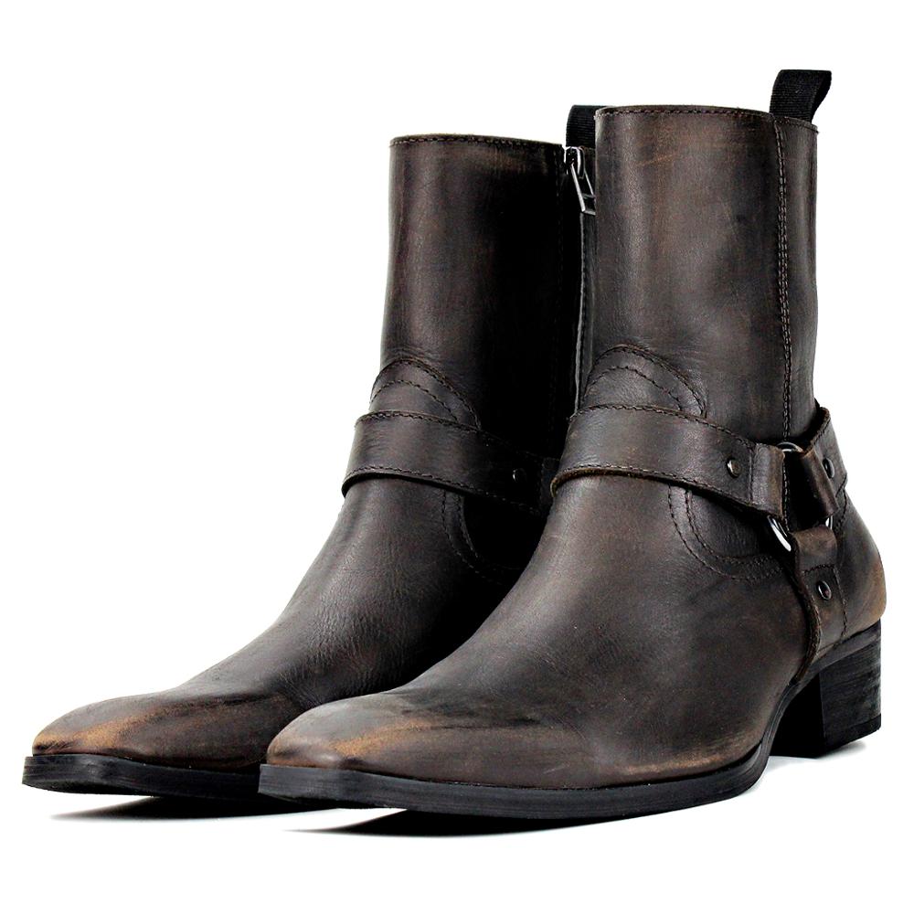 Calfskin Zipper-up High Heel Chelsea Boots