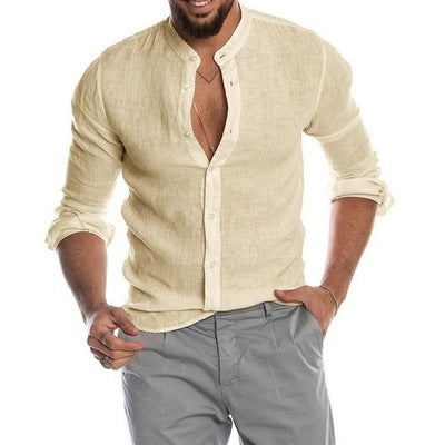 Cotton Linen Shirt long Sleeve Casual Men's