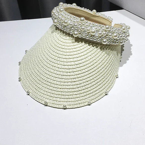 Fashionable Handmade Pearl Lady sun visor beach hat