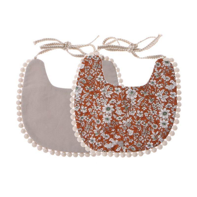 Baby Floral Vintage Newborn Double Side Bandana Bibs For Boys And Girls