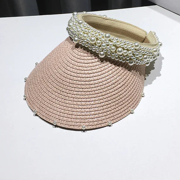 Fashionable Handmade Pearl Lady sun visor beach hat