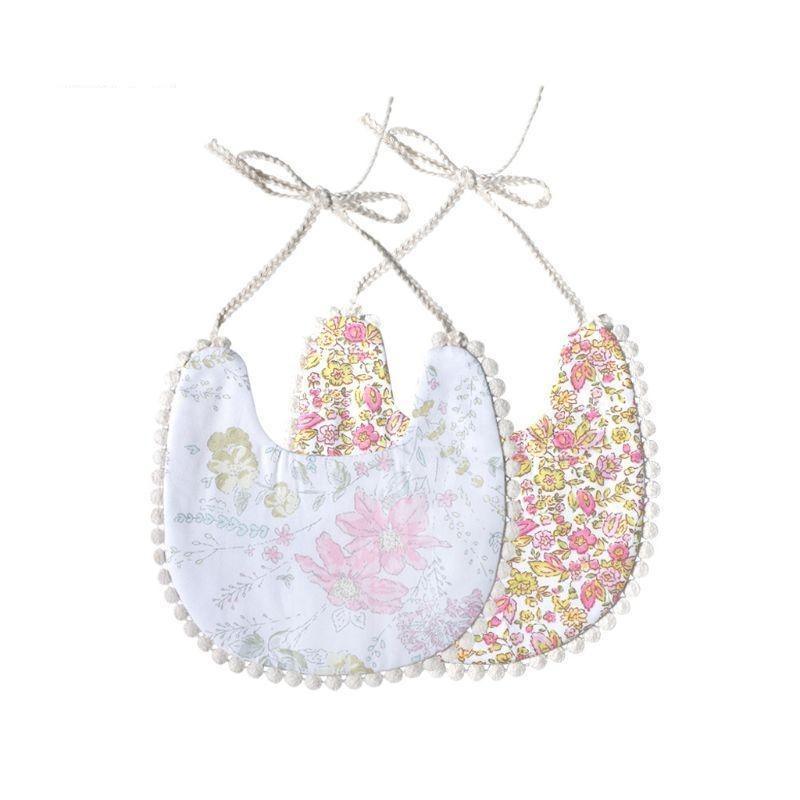 Baby Floral Vintage Newborn Double Side Bandana Bibs For Boys And Girls
