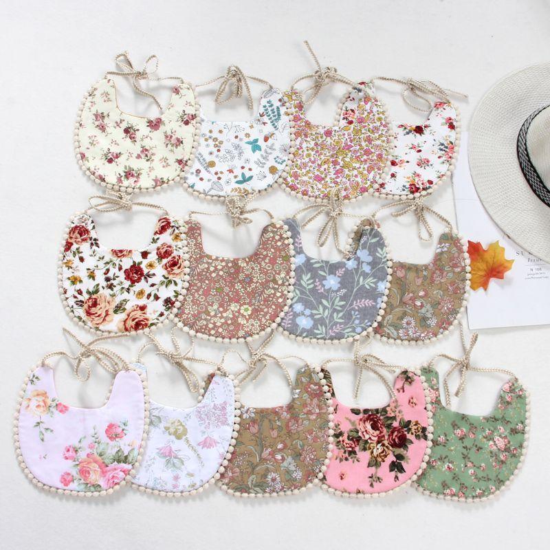 Baby Floral Vintage Newborn Double Side Bandana Bibs For Boys And Girls