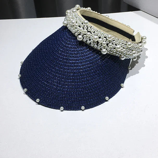 Fashionable Handmade Pearl Lady sun visor beach hat