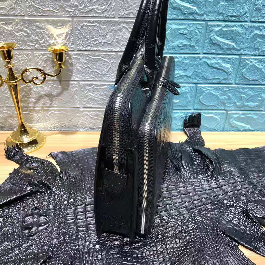 Crocodile Belly Black Handbag Men's