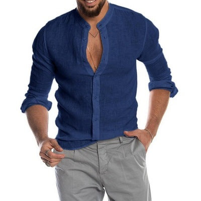 Cotton Linen Shirt long Sleeve Casual Men's