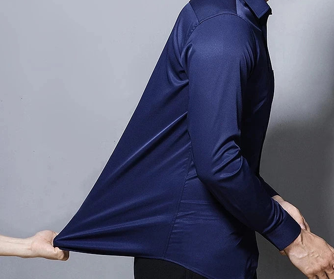 Men's Stretch Anti-Wrinkle Dress Shirt – Long Sleeve Business Shirt