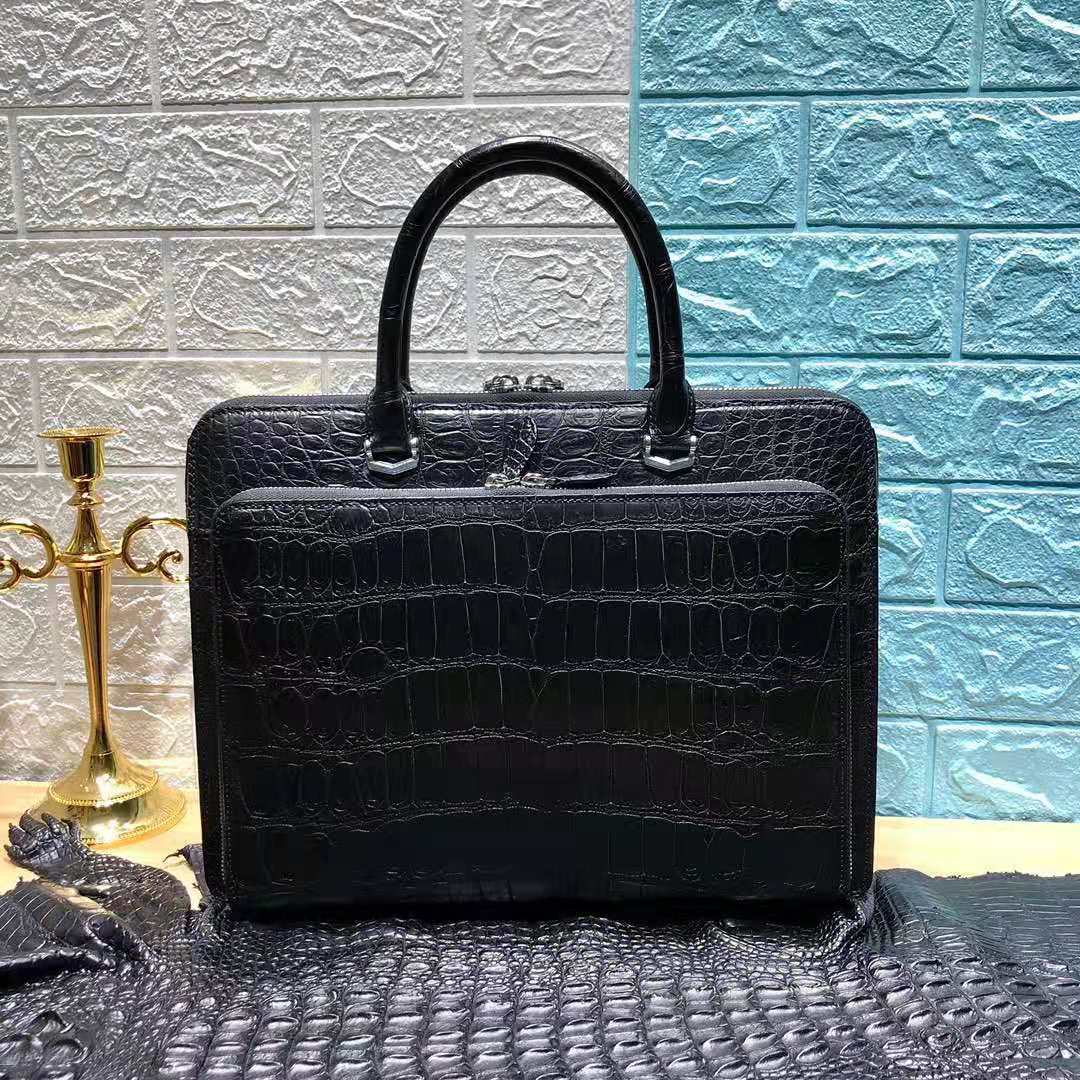 Crocodile Belly Black Handbag Men's