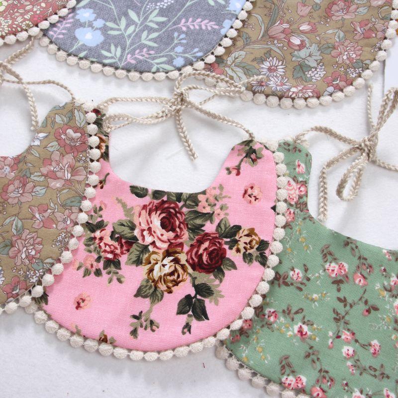 Baby Floral Vintage Newborn Double Side Bandana Bibs For Boys And Girls