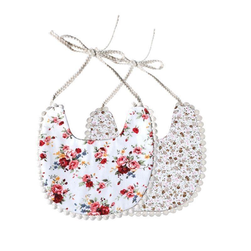 Baby Floral Vintage Newborn Double Side Bandana Bibs For Boys And Girls
