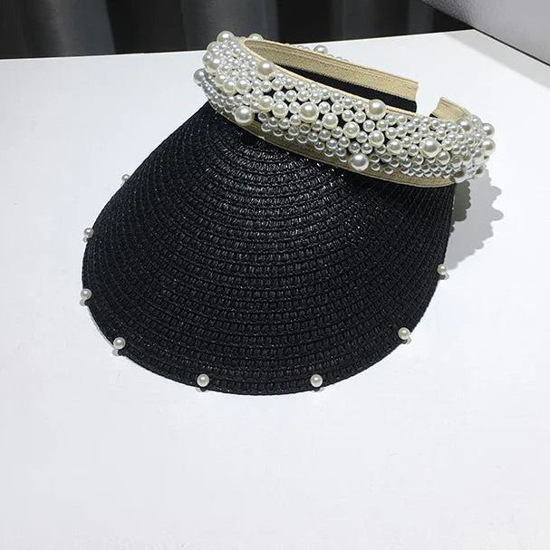 Fashionable Handmade Pearl Lady sun visor beach hat