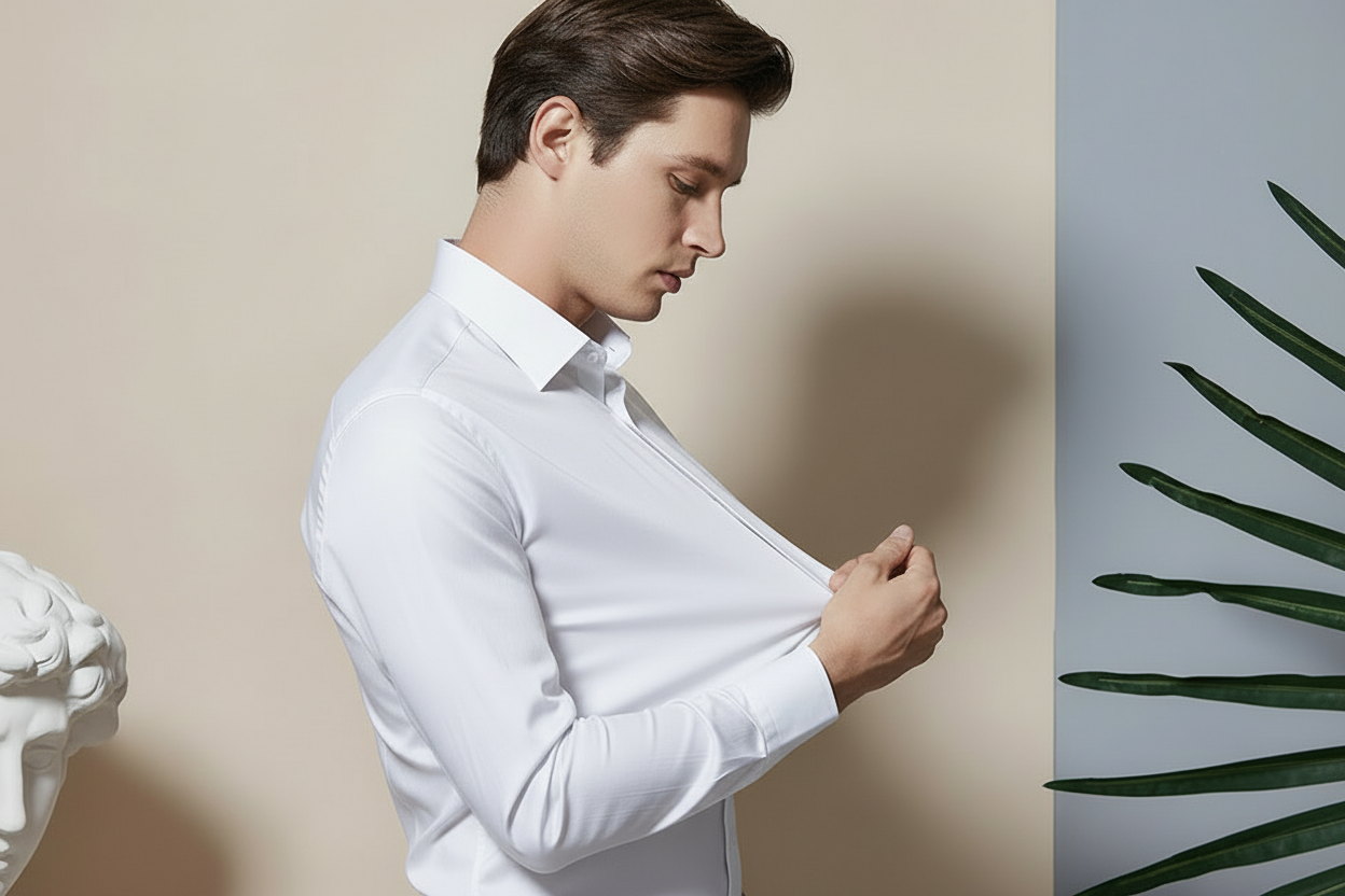 Men's Stretch Anti-Wrinkle Dress Shirt - Long Sleeve Business Shirt