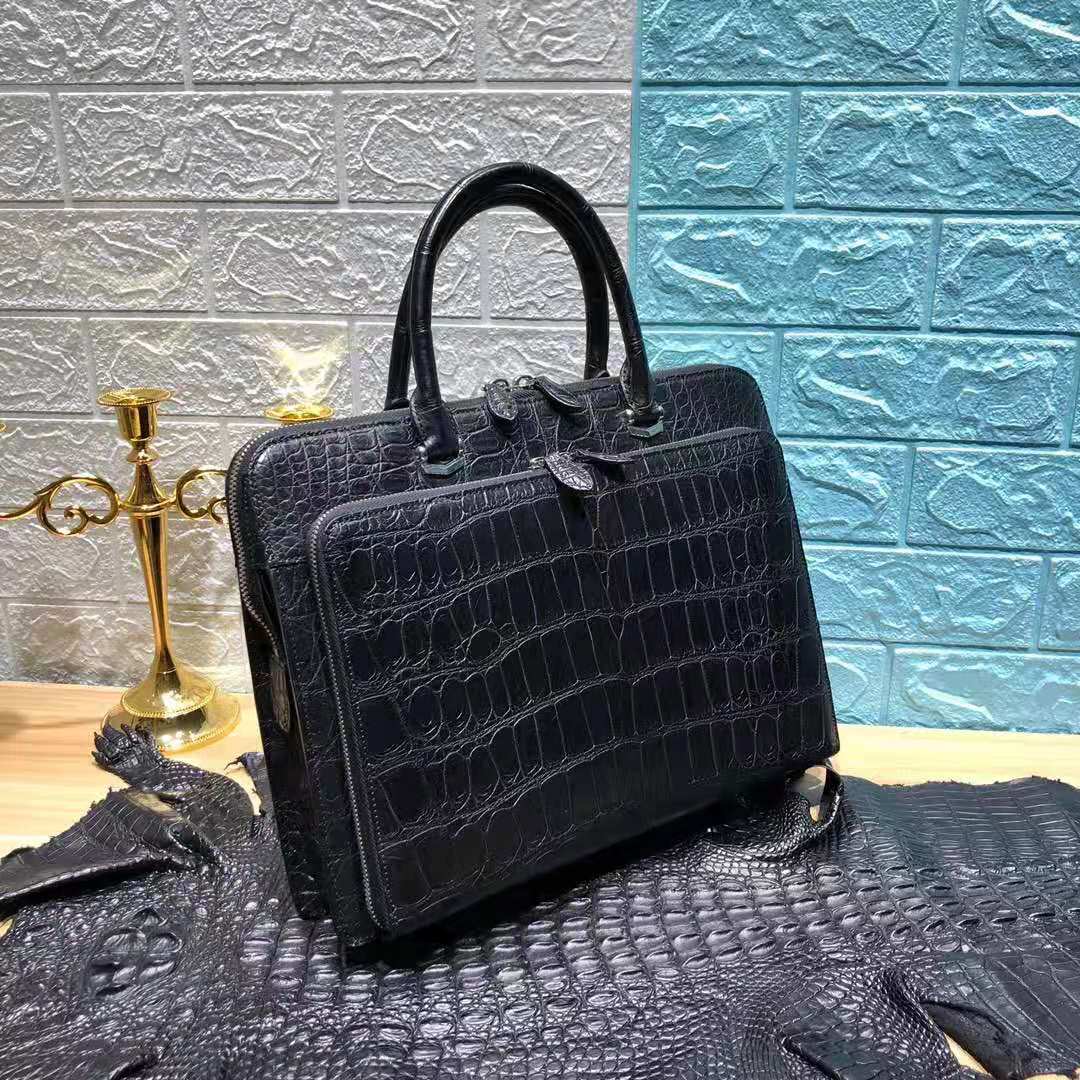 Crocodile Belly Black Handbag Men's