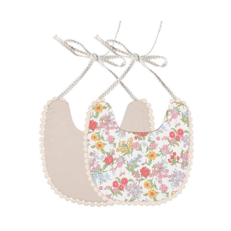 Baby Floral Vintage Newborn Double Side Bandana Bibs For Boys And Girls