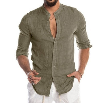 Cotton Linen Shirt long Sleeve Casual Men's