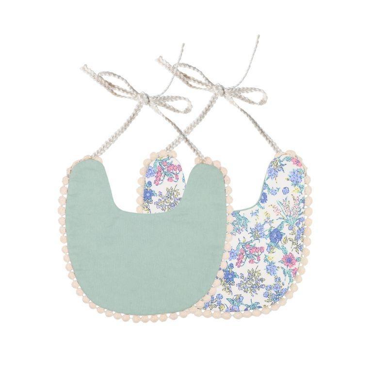 Baby Floral Vintage Newborn Double Side Bandana Bibs For Boys And Girls