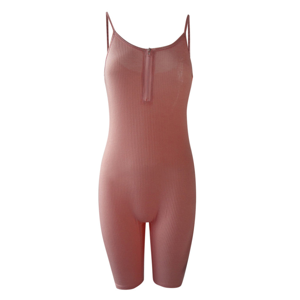 Womens Sleeveless Slim Tie-Dye Bodycon Sports Shorts Jumpsuit