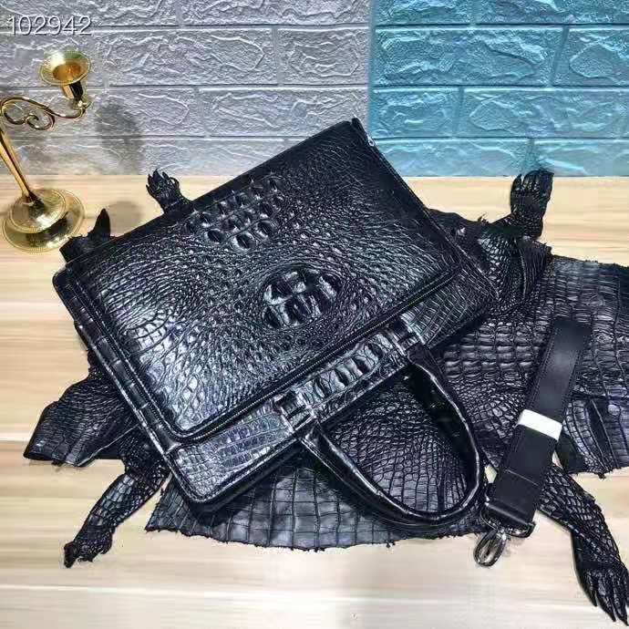Crocodile Belly Black Handbag Men's