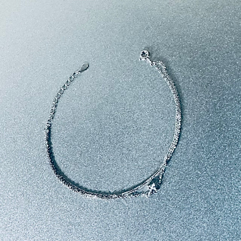 Dainty Dual-Layer 925 Sterling Silver Bracelet – Hypoallergenic Everyday Elegance with Pavé & CZ Charm | Child & Teen Safe | Amtikiss Casuals