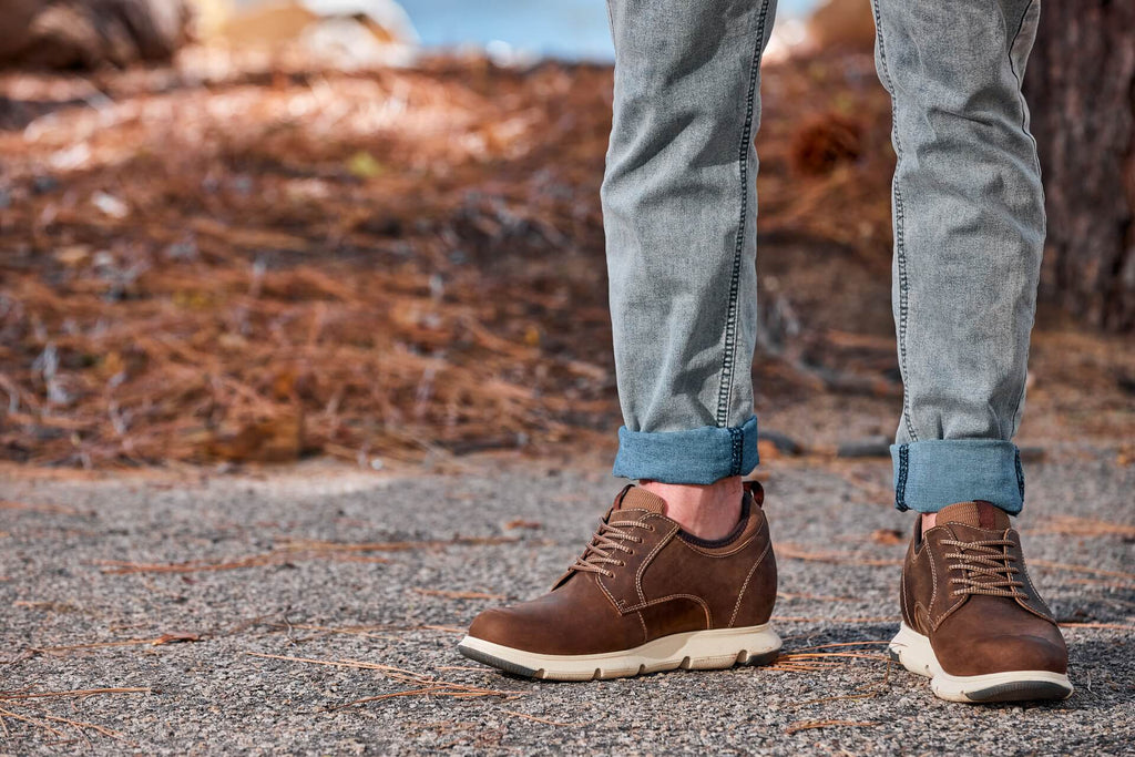 Men's Coffee Brown Elevator Shoes J1201