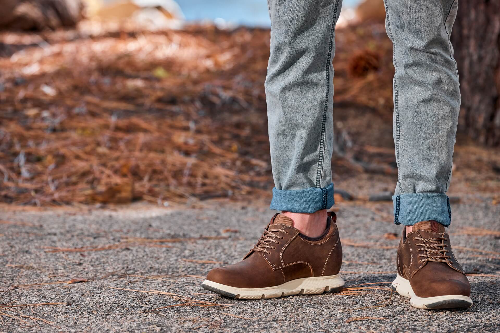 Men's Coffee Brown Elevator Shoes J1201