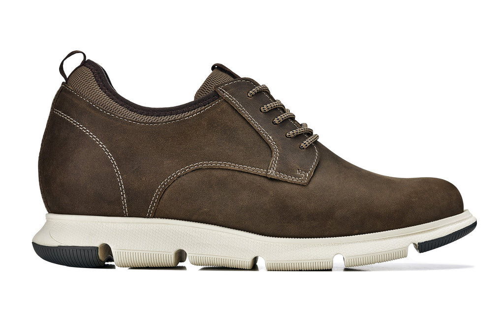 Men's Coffee Brown Elevator Shoes J1201