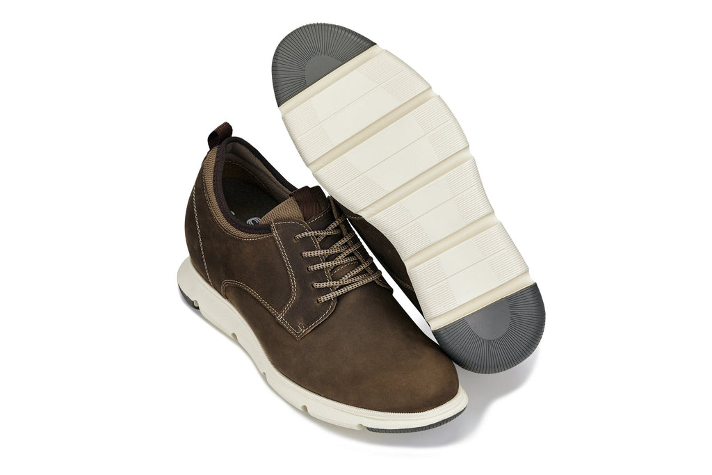 Men's Coffee Brown Elevator Shoes J1201