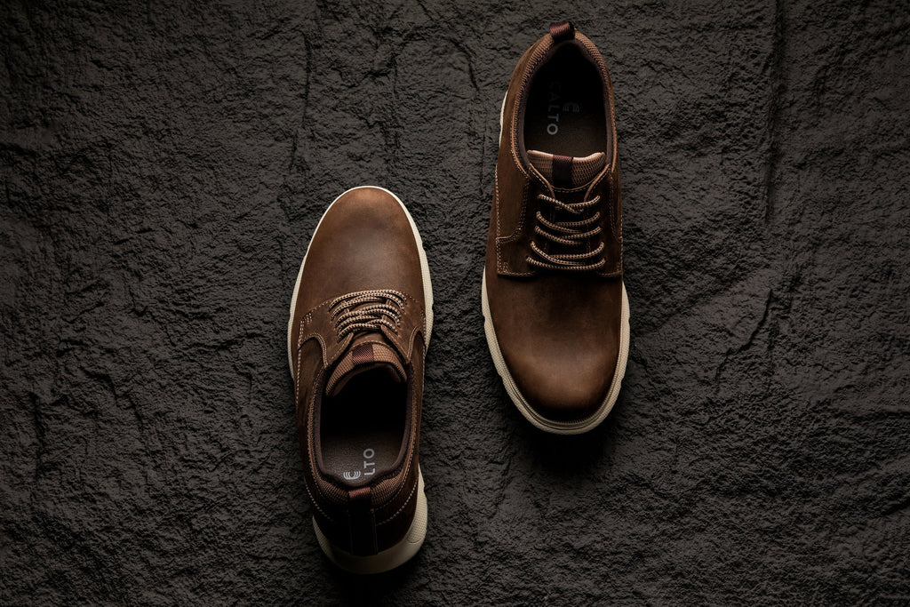 Men's Coffee Brown Elevator Shoes J1201