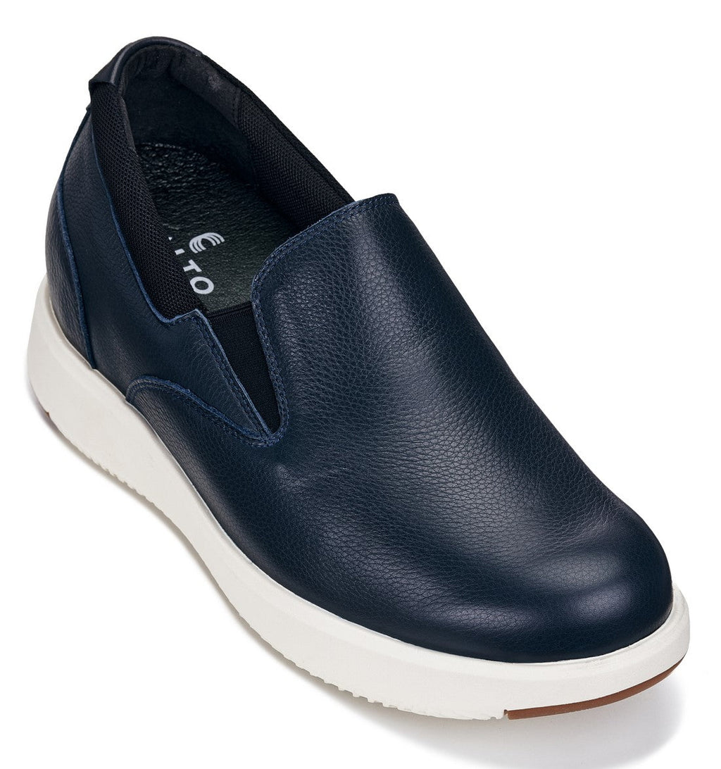 Men's Dark Slate Blue Leather Loafers J1421