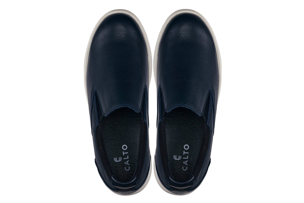 Men's Dark Slate Blue Leather Loafers J1421