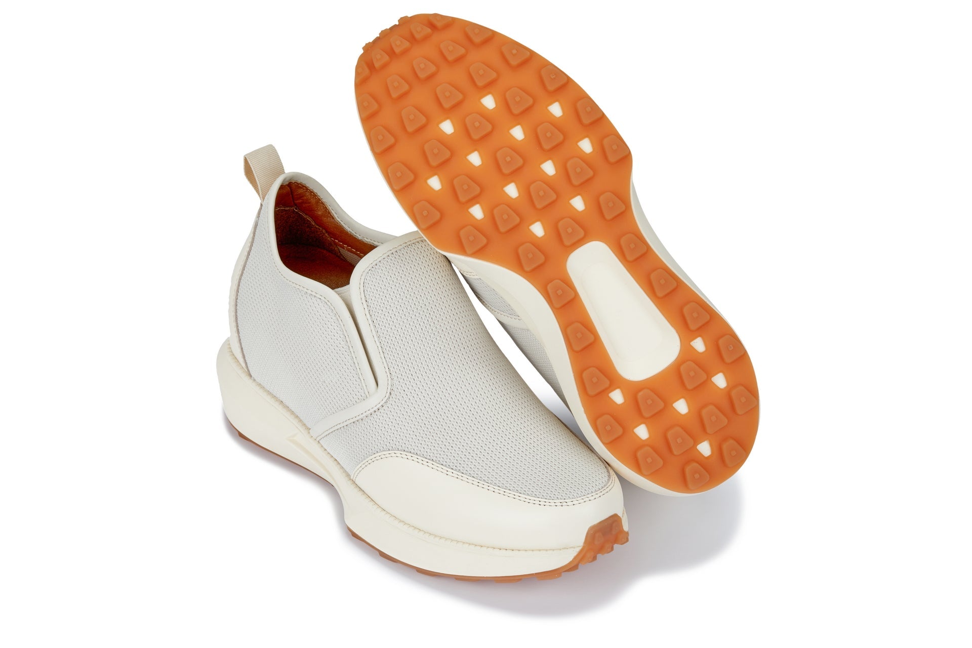 CALTO - J1434  - 3.3 Inches Taller (Off-White) - Casual Chunky Sole Sneaker Loafers