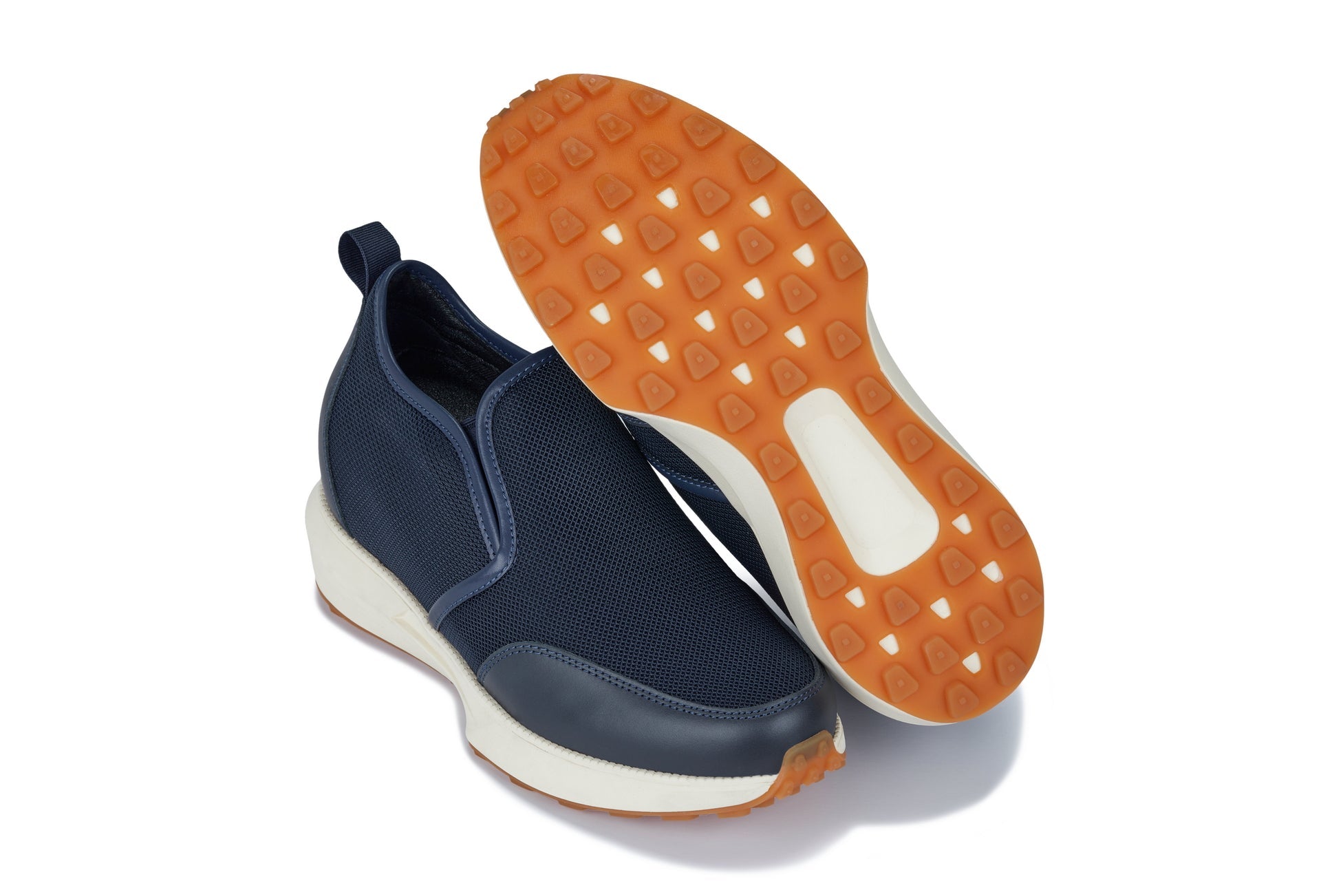 CALTO - J1435  - 3.3 Inches Taller (Dark Blue) - Casual Chunky Sole Sneaker Loafers