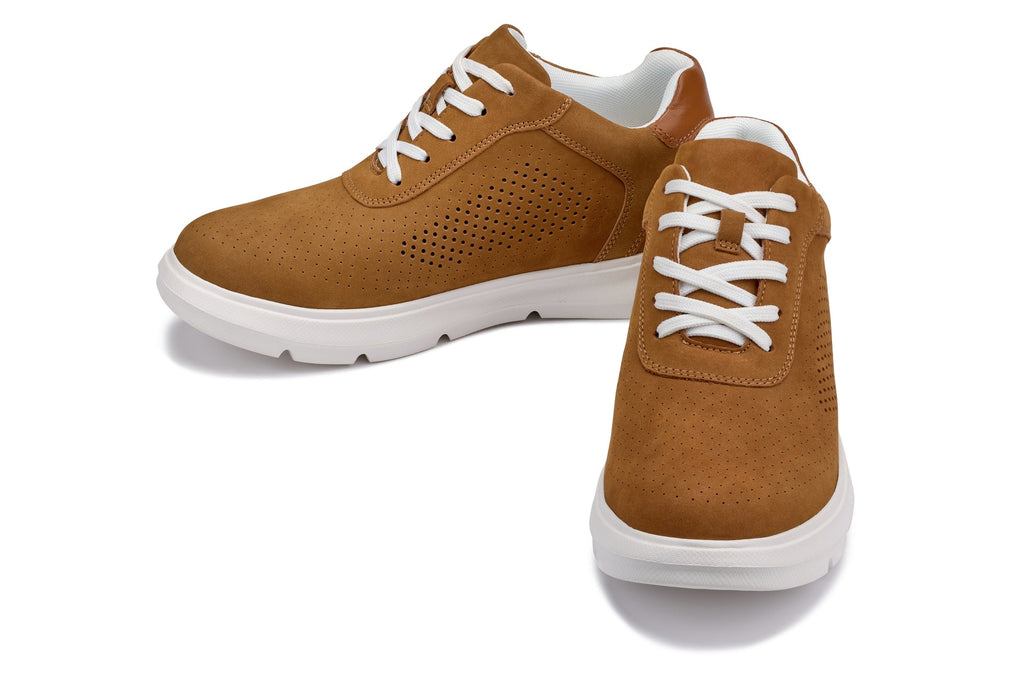 CALTO - J1583  - 2.6 Inches Taller (Brown) - Lightweight Casual Walkers
